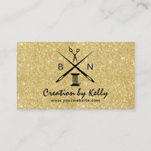 Sewing Seamstress Dressermaker Gold Glitter Business Card