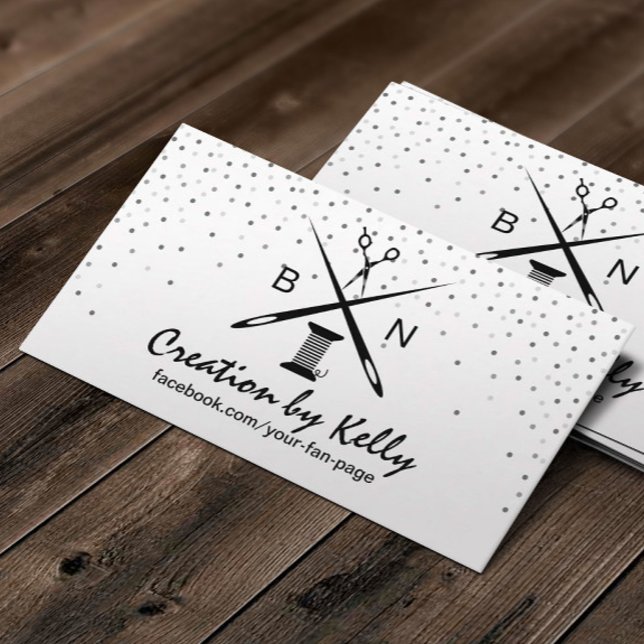 Sewing Seamstress Dressmaker Modern Confetti Business Card (Creator Uploaded)