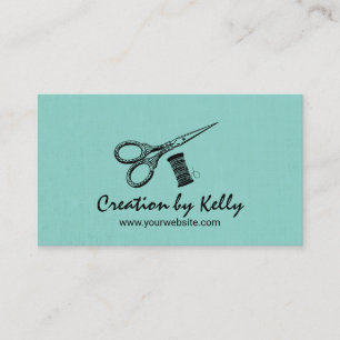 Sewing Seamstress Needles & Threads Vintage Teal Business Card