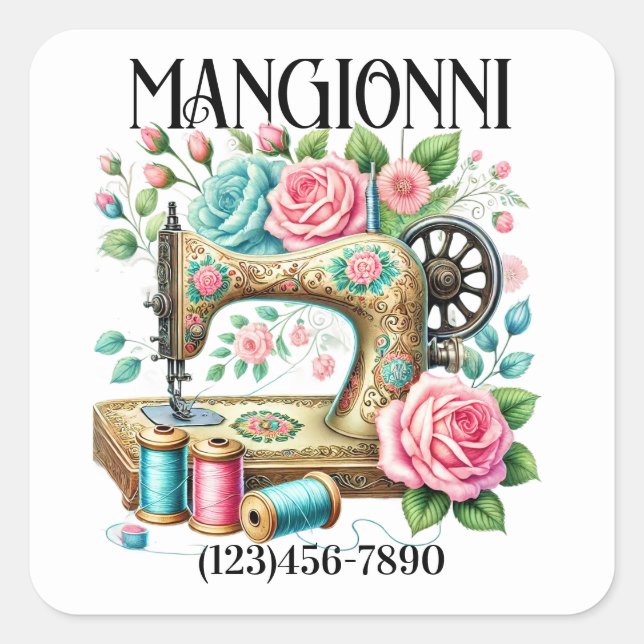 Sewing Seamstress Square Sticker (Front)