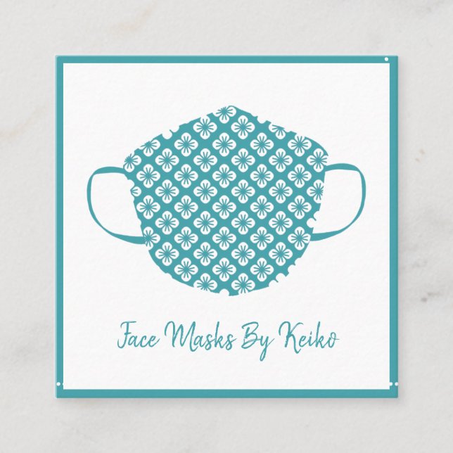 Sewing Seamstress Tailor Face Mask Designer Square Business Card (Front)