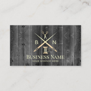 Sewing Seamstress Thread & Needles Vintage Wood Business Card