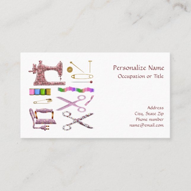 Sewing Seamstress Wardrobe Tailor Business Card (Front)