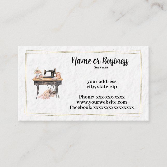 Sewing services business card (Front)