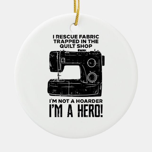 Sewing Sewing Machine Ceramic Tree Decoration (Front)