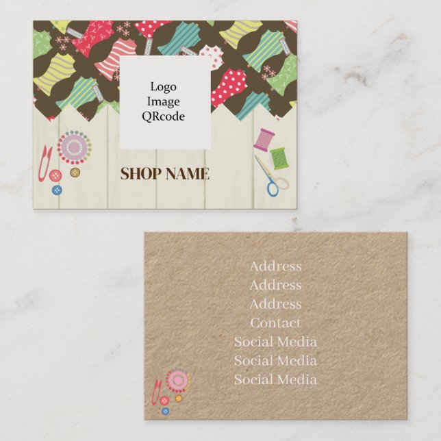 Sewing Shop Brown Business Card (Front/Back)