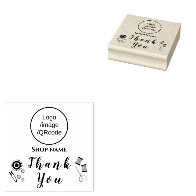 Sewing Shop Business Thank You Rubber Stamp (Stamped)