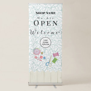 Sewing Shop Business White Retractable Banner