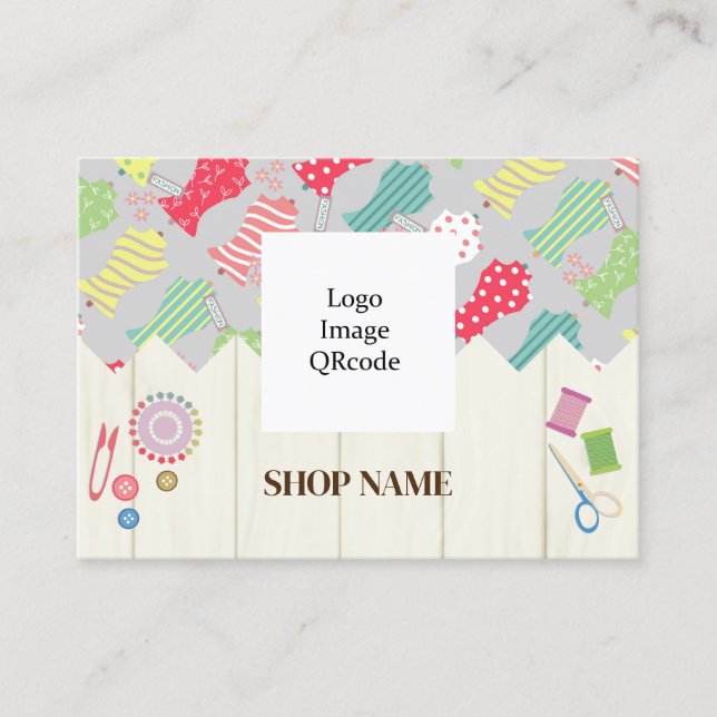 Sewing Shop Grey  Business Card (Front)