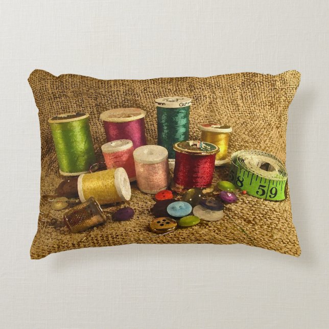 Sewing Supplies Accent Pillow (Front)