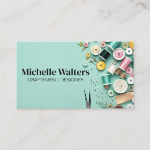 Sewing Supplies Background   Needles Thread Business Card