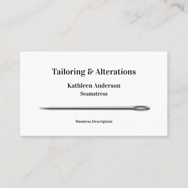 Sewing Tailor Alterations Simple Needle Business Card (Front)