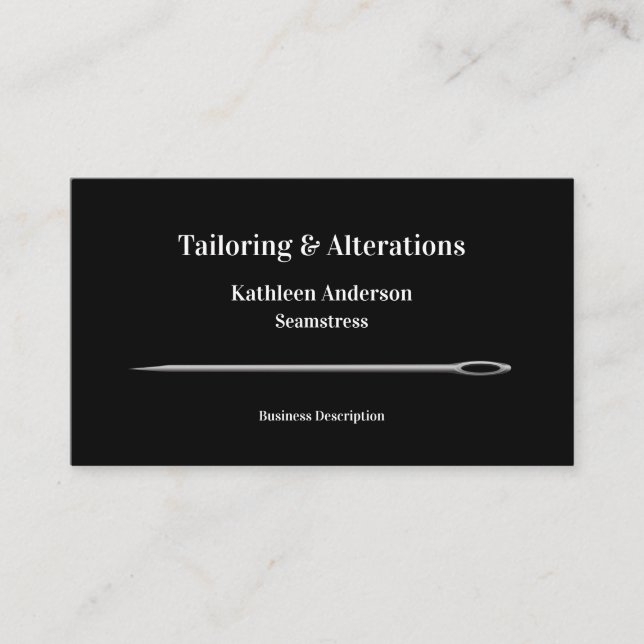 Sewing Tailor Alterations Simple Needle STD Business Card (Front)