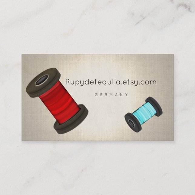 Sewing Tailor tailoring spool Business Card (Front)