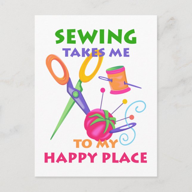 SEWING TAKES ME POSTCARD (Front)