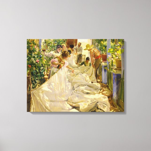 Sewing the Sail, 1896 by Joaquin Sorolla Canvas Print (Front)