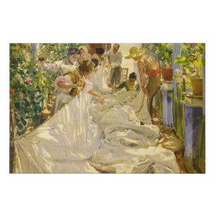 Sewing the Sail, 1896 by Joaquin Sorolla Faux Canvas Print