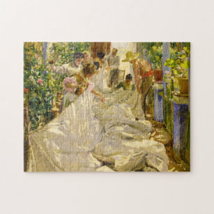 Sewing the Sail, 1896 by Joaquin Sorolla Jigsaw Puzzle
