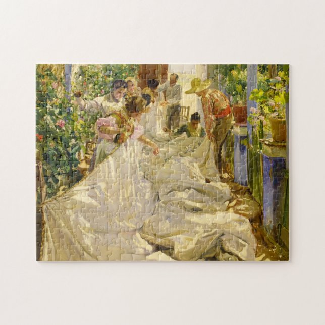 Sewing the Sail, 1896 by Joaquin Sorolla Jigsaw Puzzle (Horizontal)
