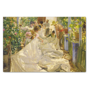 Sewing the Sail, 1896 by Joaquin Sorolla Tissue Paper