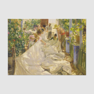 Sewing the Sail, 1896 by Joaquin Sorolla Tissue Paper