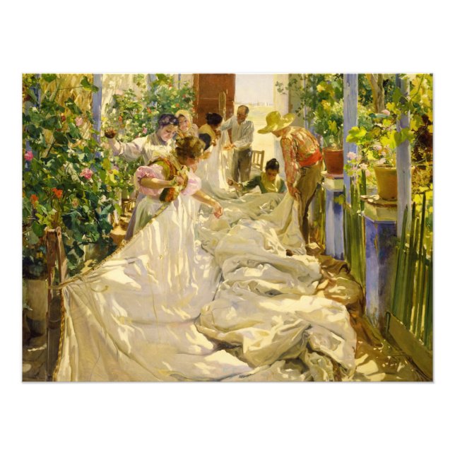 Sewing the Sail by Joaquin Sorolla Photo Print (Front)