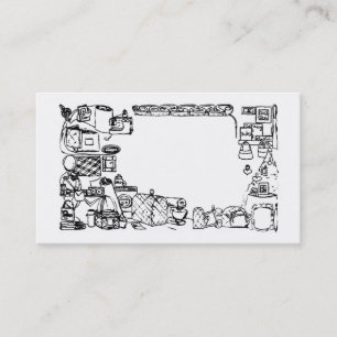 sewing themed business card FabricatedFrames.com