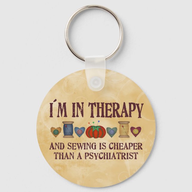 Sewing Therapy Key Ring (Front)