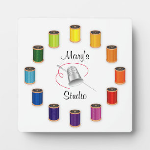 Sewing Thimble, Needle and Threads Plaque