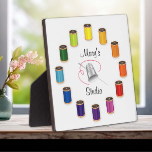 Sewing Thimble, Needle and Threads Plaque