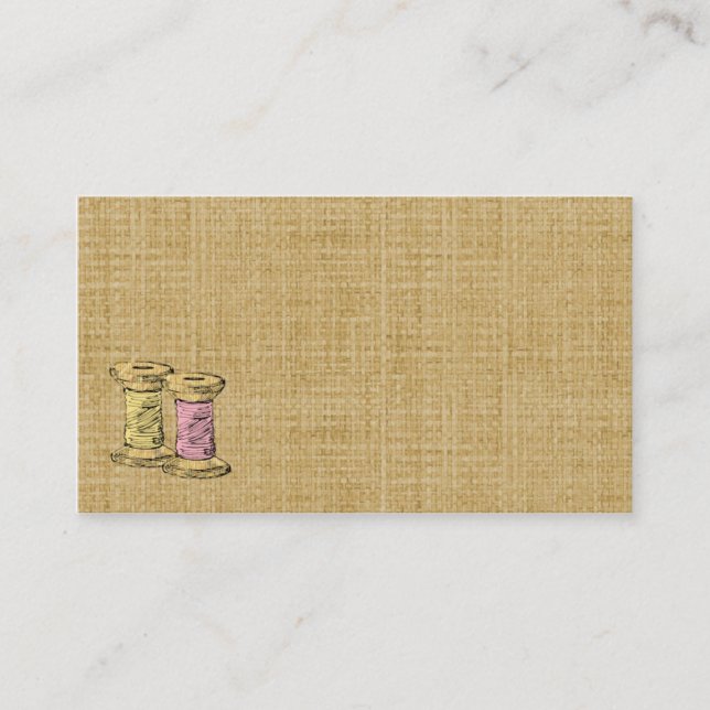 Sewing Thread Burlap Business Card (Front)