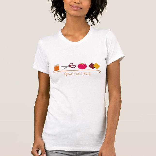 Sewing - Thread Scissors Pin Cushion Fabric Swatch T-Shirt (Front)