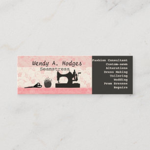 Sewing  Thread Vintage Machine Mannequin Pink Mini Business Card