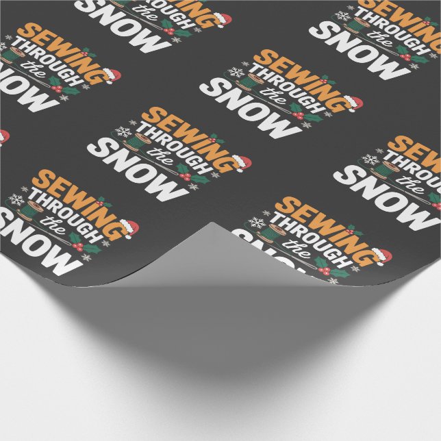 Sewing Through the Snow Funny Christmas Quilt Wrapping Paper (Corner)