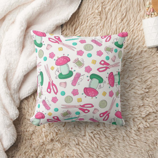 Sewing Time Throw Pillow (Blanket)