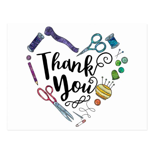 Sewing Tools Heart Postcard