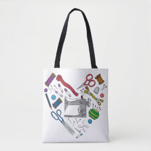 Sewing Tools Heart Tote Bag