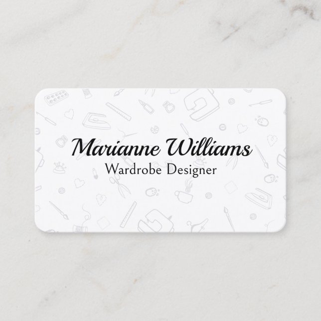 Sewing Tools Pattern | Wardrobe Designer Business Card (Front)