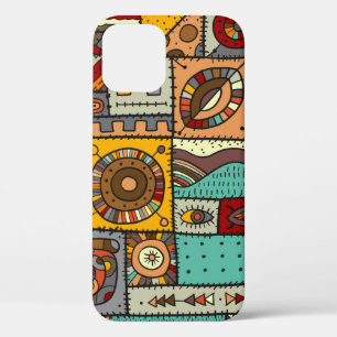 Sewn pieces of fabric in a patchwork style. Ethnic iPhone 12 Case