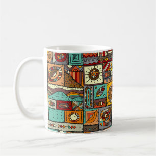 Sewn pieces of fabric in a patchwork style. Ethnic Coffee Mug