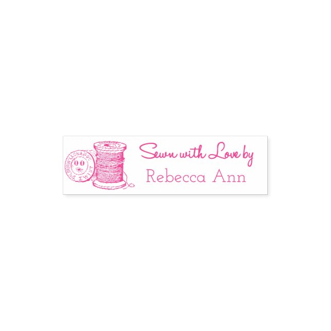 "Sewn with Love by" Customisable Self-Inking Stamp (Design)