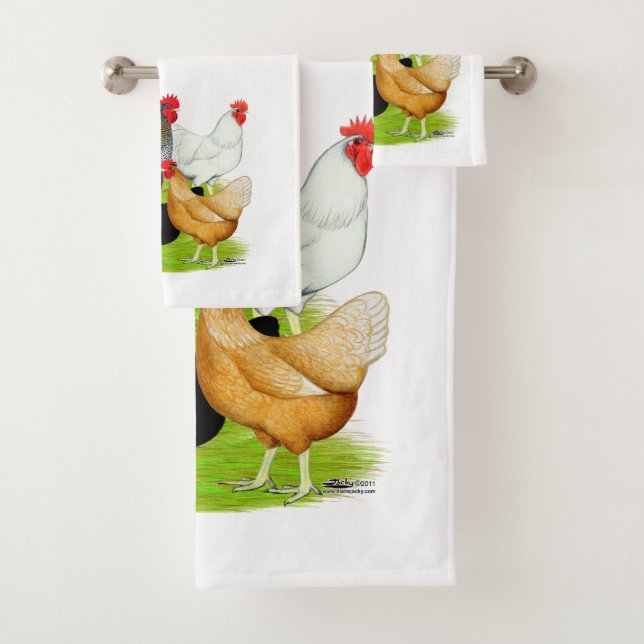 Sex-linked Chickens Quintet Bath Towel Set (Insitu)