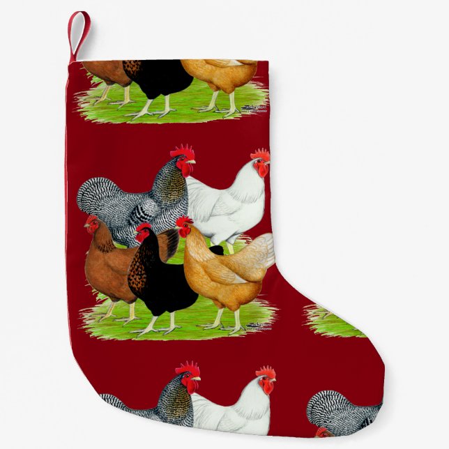 Sex-linked Chickens Quintet Small Christmas Stocking (Front)