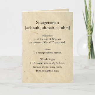 Sexagenarian Dictionary Meaning Happy 60th Card