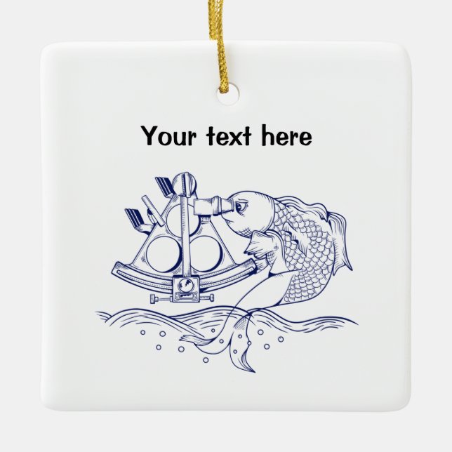 Sextant marine navigation ceramic ornament (Front)