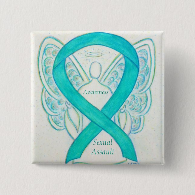Sexual Assault Awareness Angel Ribbon Pin (Front)