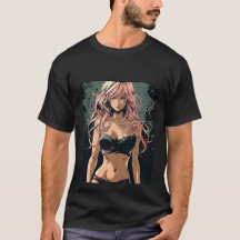 Sexy Anime Girl in Black Bikini