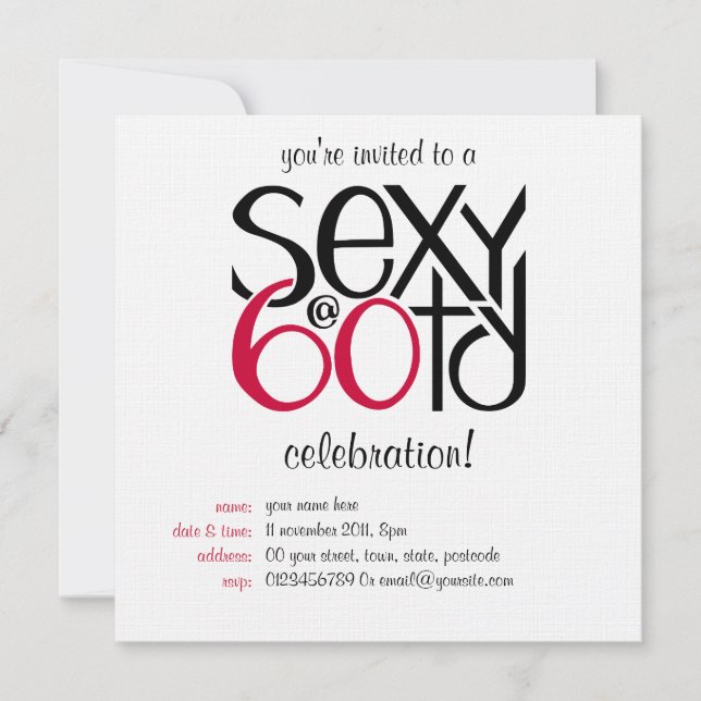 Sexy at 60 red invitation (Front)