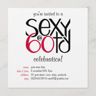 Sexy at 60 red invitation