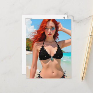Sexy Black Bikini Scifi Lady Postcard